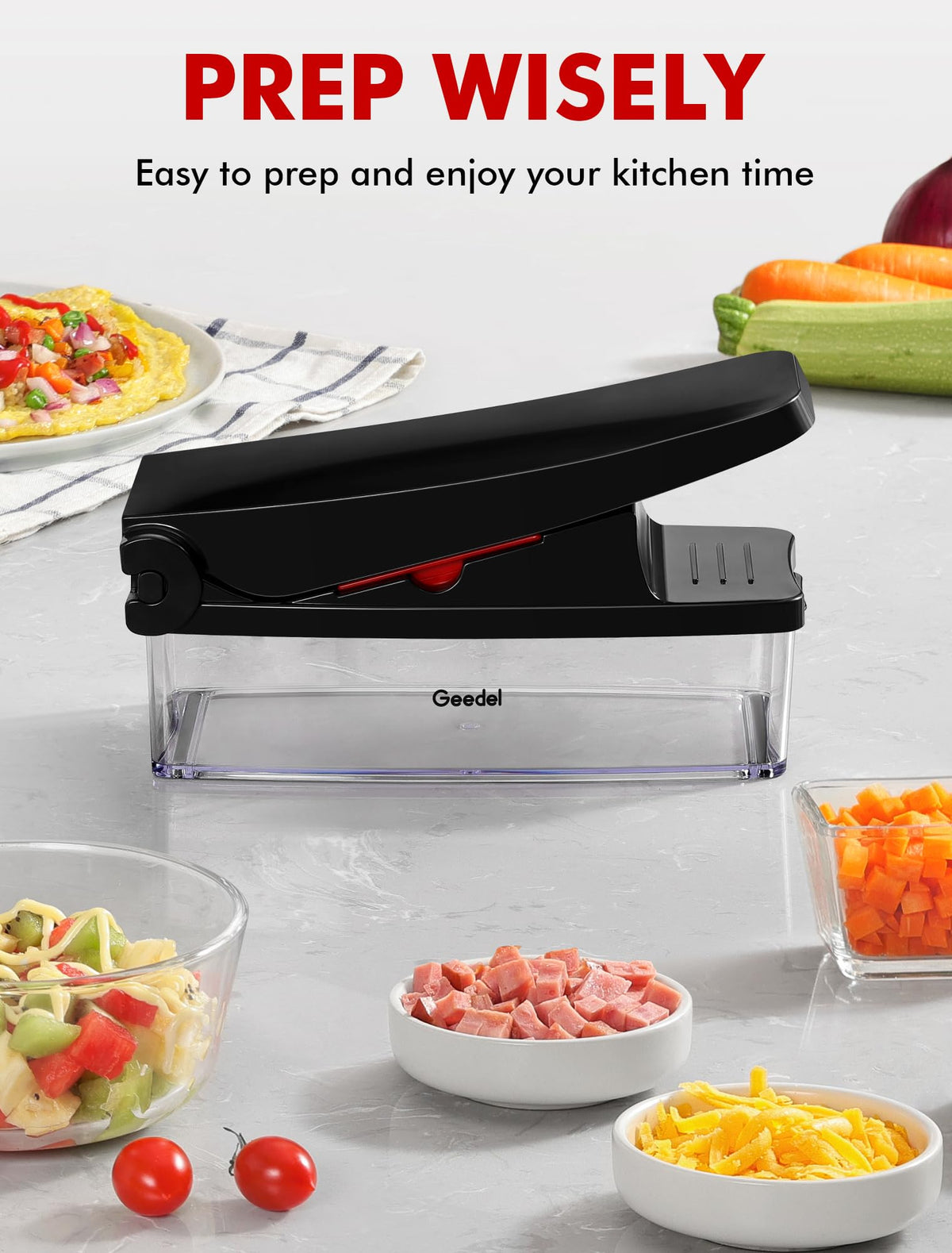 4-in-1 Vegetable Chopper – Manual Food Cutter with Stainless Steel Blades