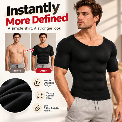 Men’s Muscle Enhancing Shirt – Padded Body-Shaping T-Shirt for a Fuller, More Defined Look
