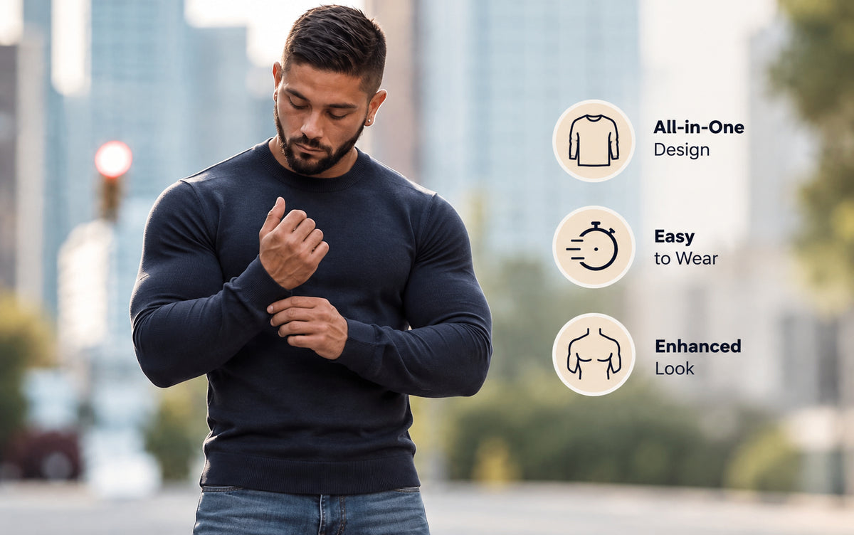 Men’s Muscle Enhancing Shirt – Padded Body-Shaping T-Shirt for a Fuller, More Defined Look
