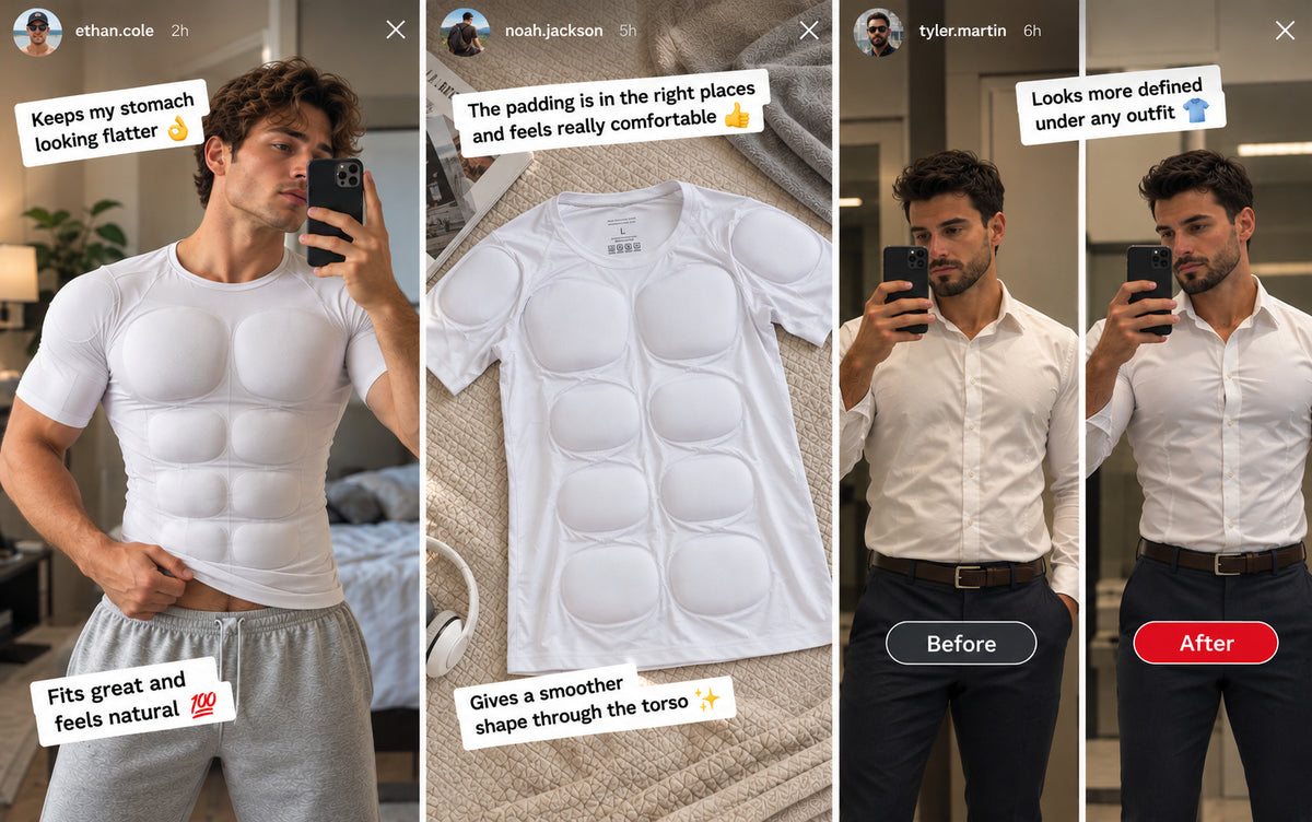 Men’s Muscle Enhancing Shirt – Padded Body-Shaping T-Shirt for a Fuller, More Defined Look