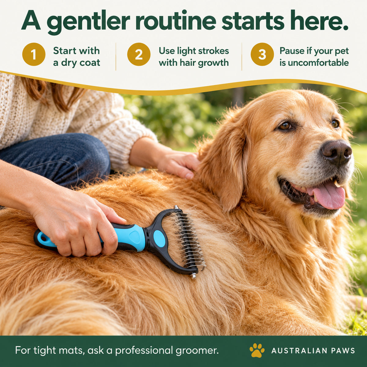 Pet Grooming Comb – Gentle Detangling & Daily Coat Care