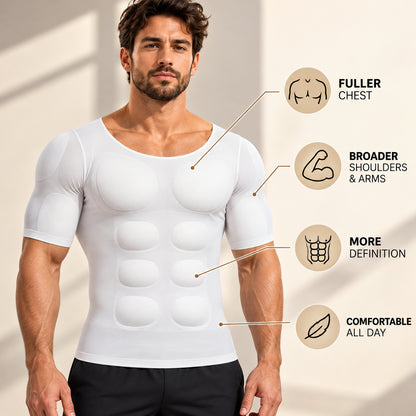 Men’s Muscle Enhancing Shirt – Padded Body-Shaping T-Shirt for a Fuller, More Defined Look