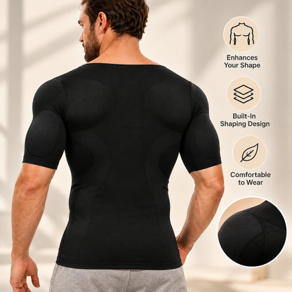 Men’s Muscle Enhancing Shirt – Padded Body-Shaping T-Shirt for a Fuller, More Defined Look
