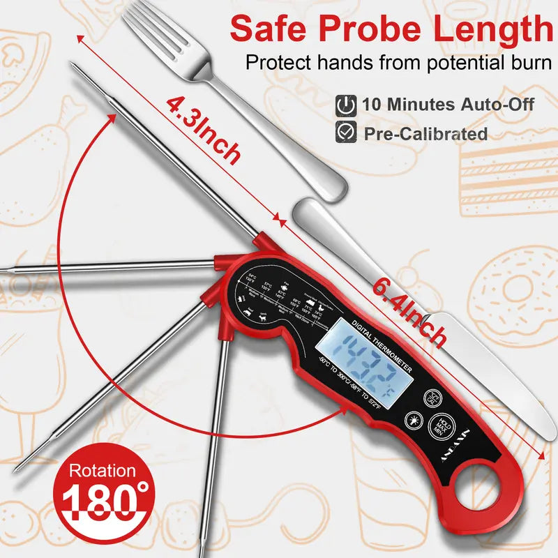 Digital Meat Thermometer – Instant Read, Waterproof, 2-Pack