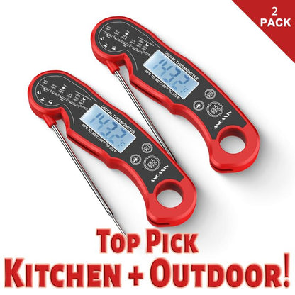 Digital Meat Thermometer – Instant Read, Waterproof, 2-Pack