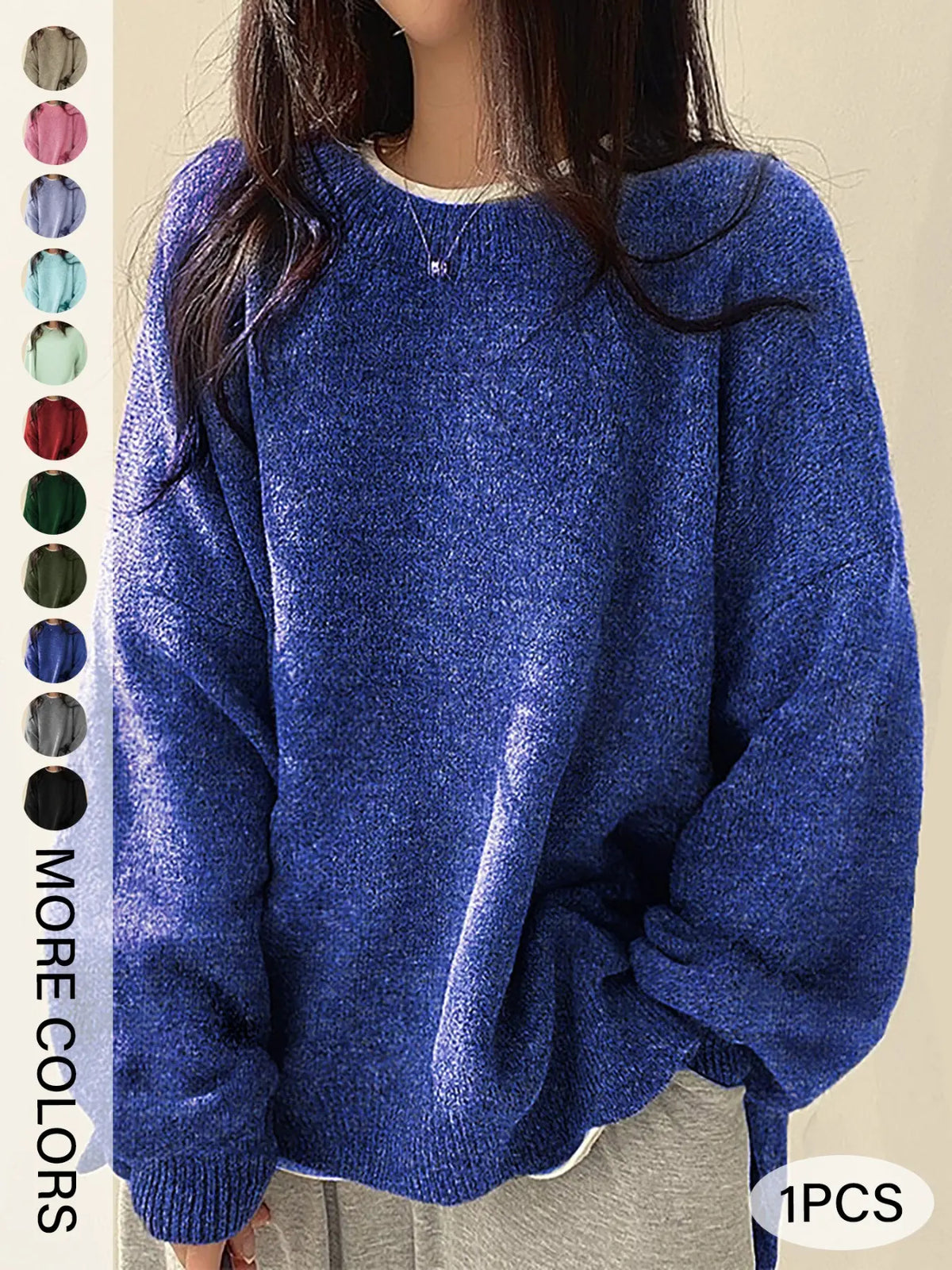 Women's Split-Hem Crewneck Sweater – Relaxed Fit Long Sleeve Knit Pullover