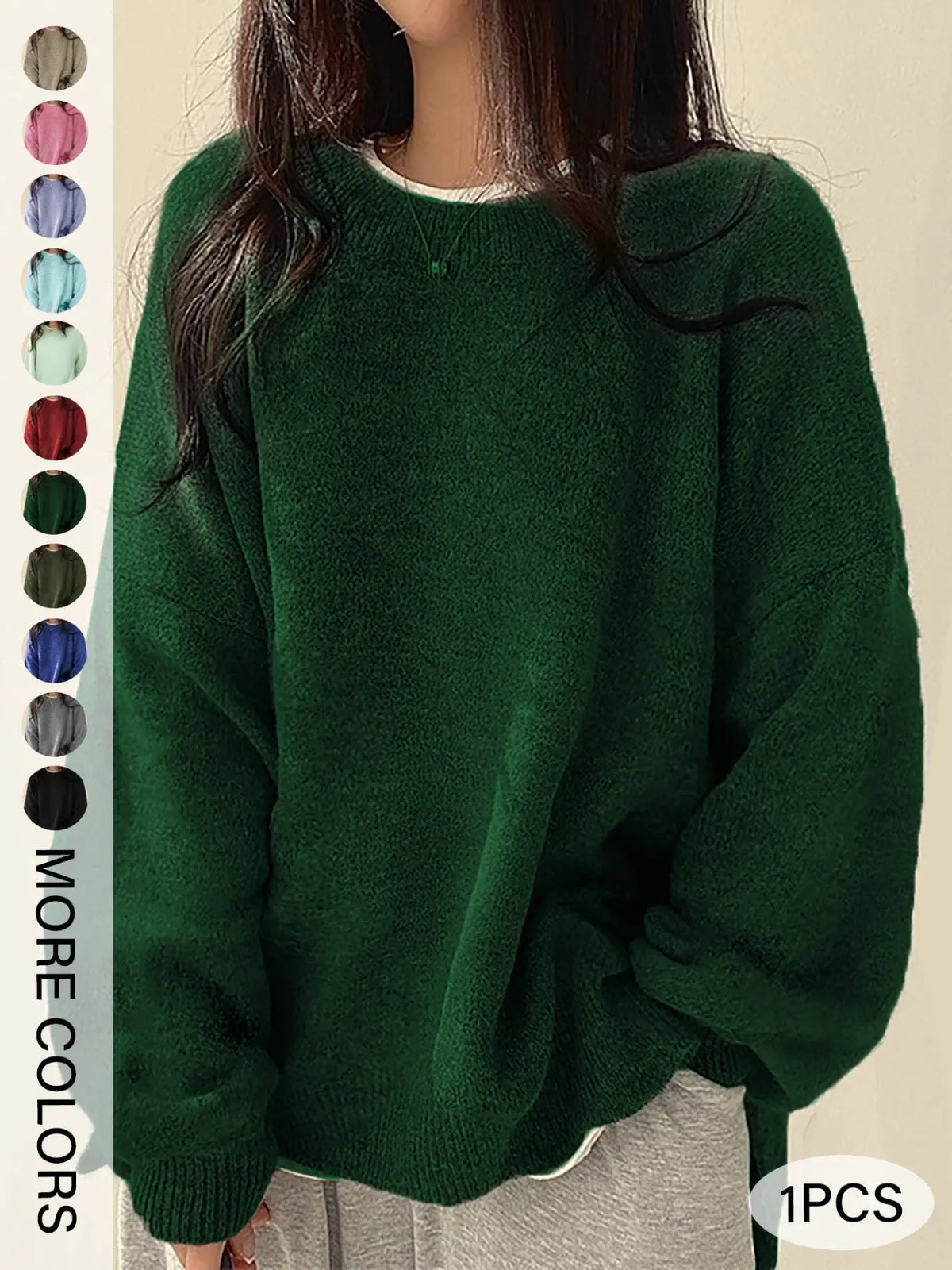 Women's Split-Hem Crewneck Sweater – Relaxed Fit Long Sleeve Knit Pullover