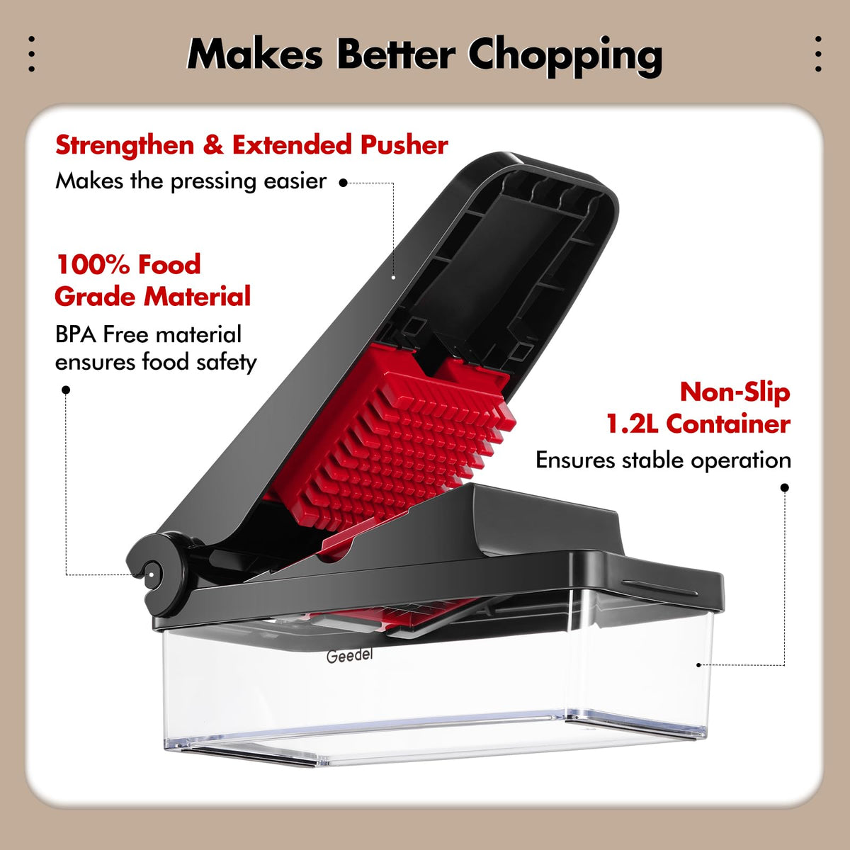4-in-1 Vegetable Chopper – Manual Food Cutter with Stainless Steel Blades