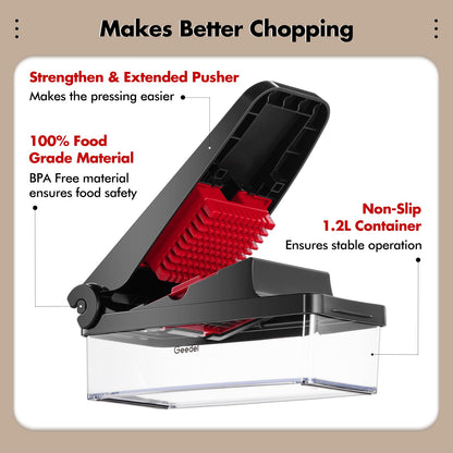 4-in-1 Vegetable Chopper – Manual Food Cutter with Stainless Steel Blades