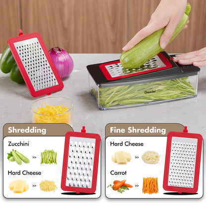 4-in-1 Vegetable Chopper – Manual Food Cutter with Stainless Steel Blades