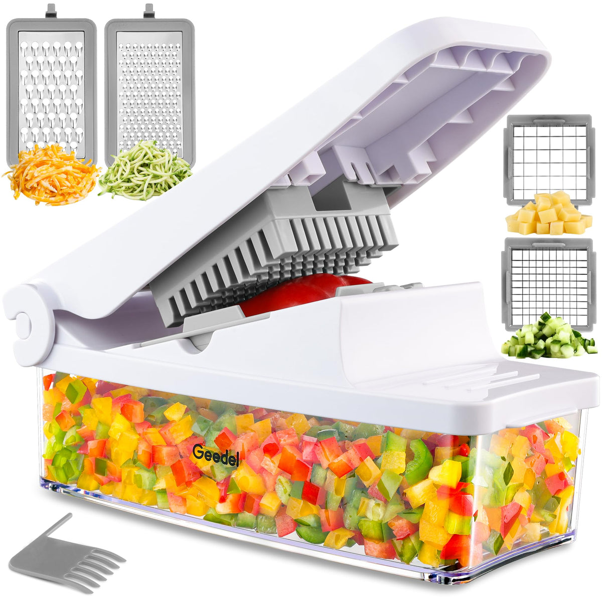 4-in-1 Vegetable Chopper – Manual Food Cutter with Stainless Steel Blades