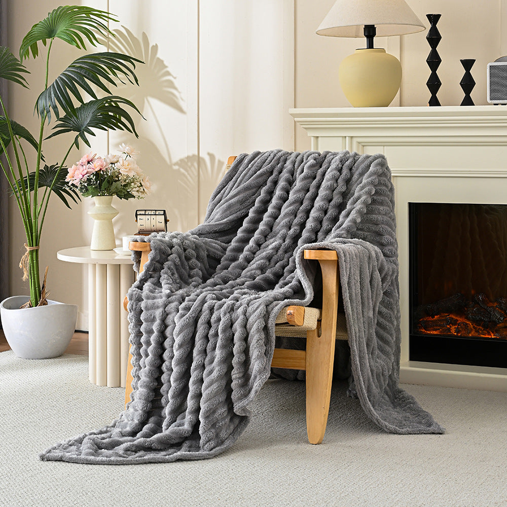 Ultra-Soft Striped Fleece Throw Blanket