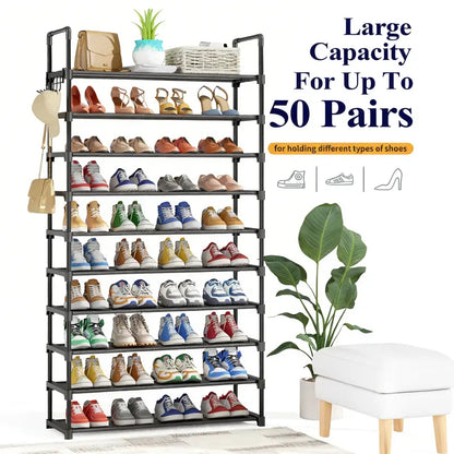 3–10 Tier Shoe Rack Organizer – Space-Saving Vertical Shoe Storage Shelf for Entryway & Closet
