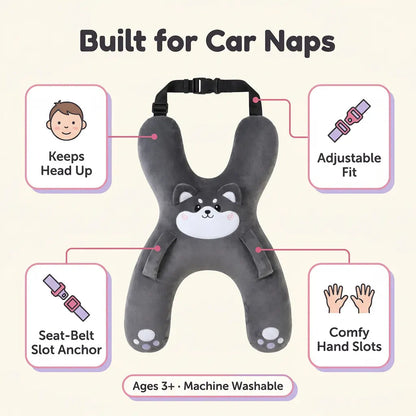 SnoozeBuddy Kids’ Animal Car Travel Pillow – Soft Plush Cushion for Family Road Trips