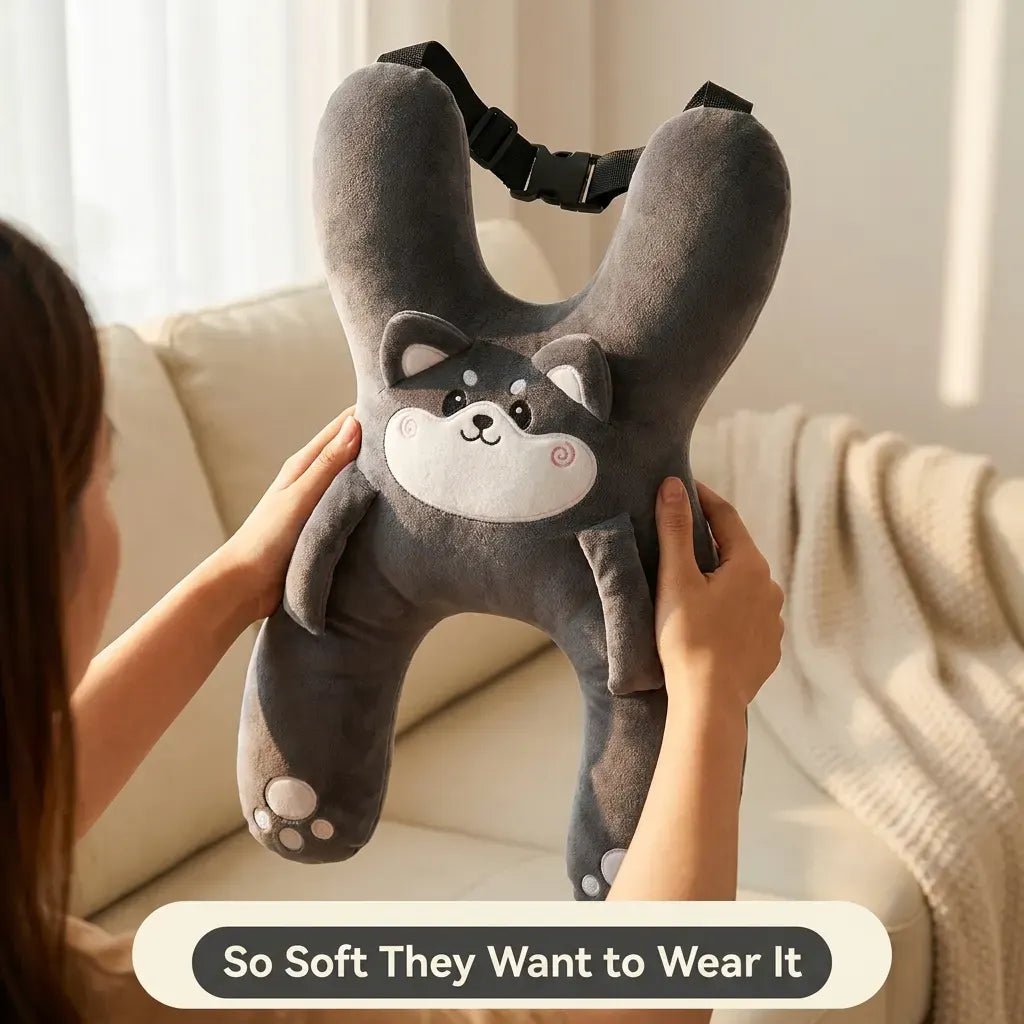 SnoozeBuddy Kids’ Animal Car Travel Pillow – Soft Plush Cushion for Family Road Trips