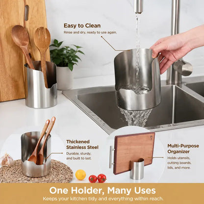 Stainless Steel Kitchen Utensil Organizer – Multi-Purpose Pot Lid & Cutting Board Rack