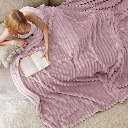 Ultra-Soft Striped Fleece Throw Blanket