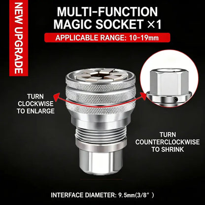 Universal Socket Wrench Tool – Self-Adjusting Multi-Function Socket for Nuts & Bolts, 3/8" Drive Adapter for Home, Garage & Auto Repairs